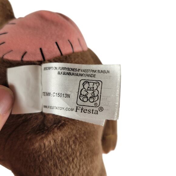 Fiesta Furrybones Plush Monkey Skeleton 9" Brown Red Scarf Stuffed Animal Toy - Picture 15 of 16